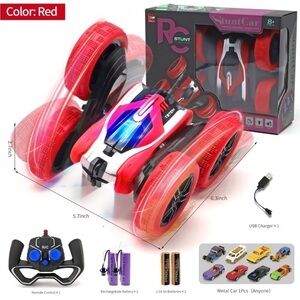 Brand New Remote Control Stunt Car Double-Sided 4 Wheel Drive Music Lights Red